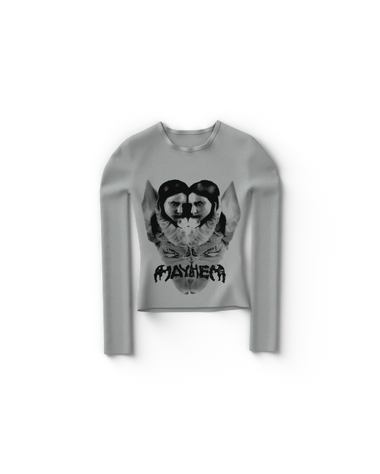Gray Reflection Fitted Longsleeve T-Shirt